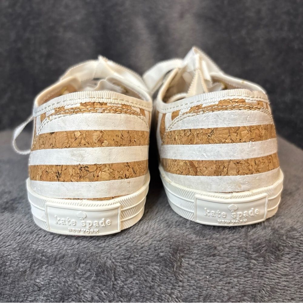 Kate Spade Beige and White Striped Sneakers Sz 6.5 pre-owned - Picture 7 of 12